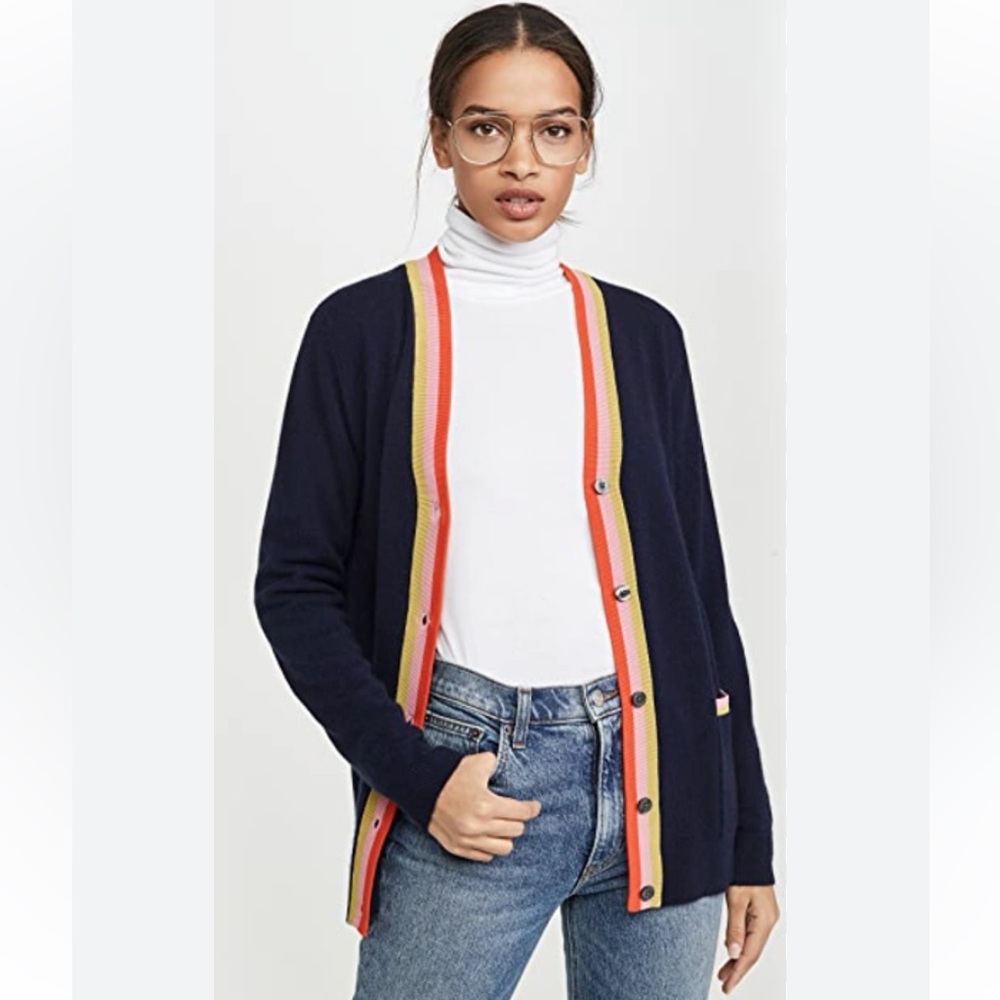 Kule The Greyson Cashmere Cardigan In Navy size large